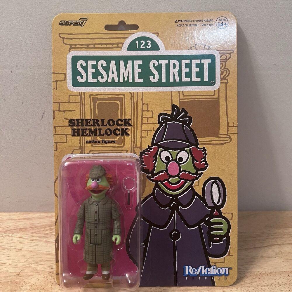 Super7 ReAction Sesame Street Sherlock Hemlock 3.75" Figure NEW